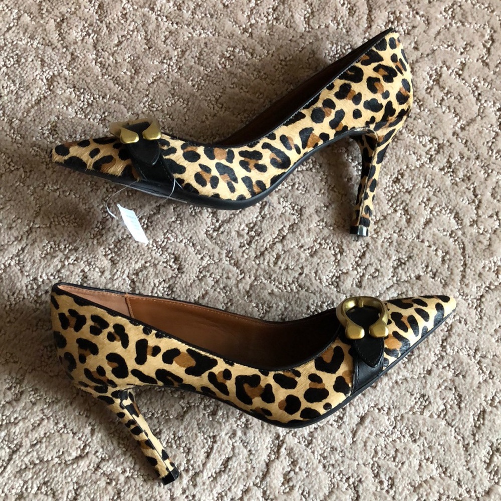 New! Coach Waverly Calf Hair Leopard Pump 7 - Picture 4 of 7